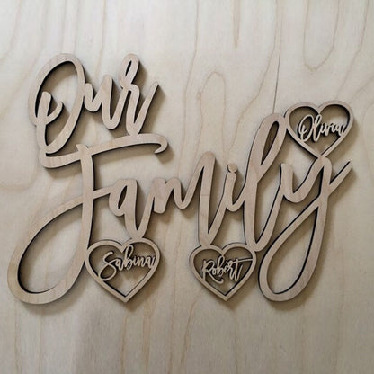 Our Family Personalised Wooden Sign, Custom Family Sign, Wooden Wall Sign