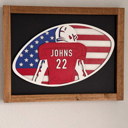 Personalized Football Gift, Framed Football sign, 3D FootballPlaque