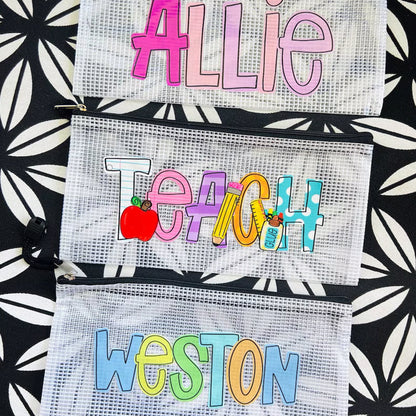 Personalized Pencil Boxes - Pencil Pouch - Pocket Folder with Prongs