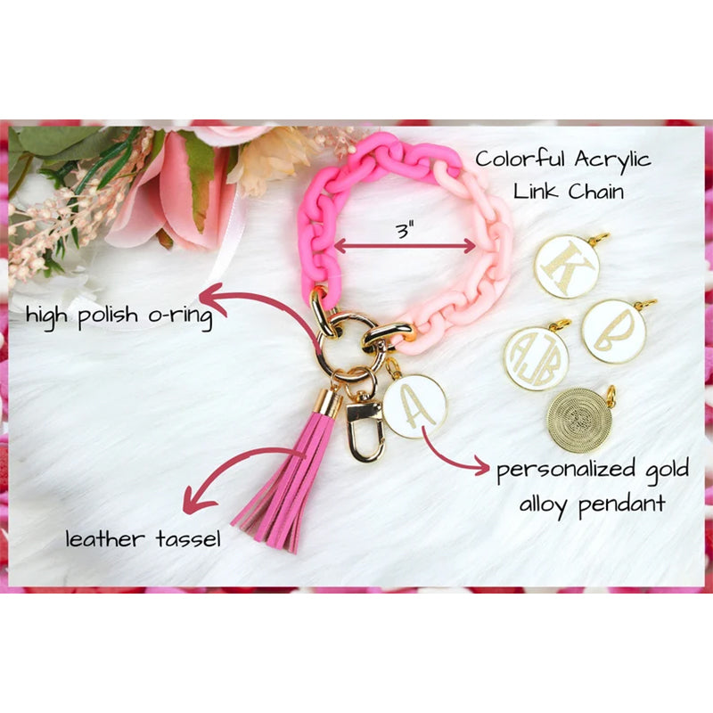 Personalized Chunky Chain Link Wristlet Keychain