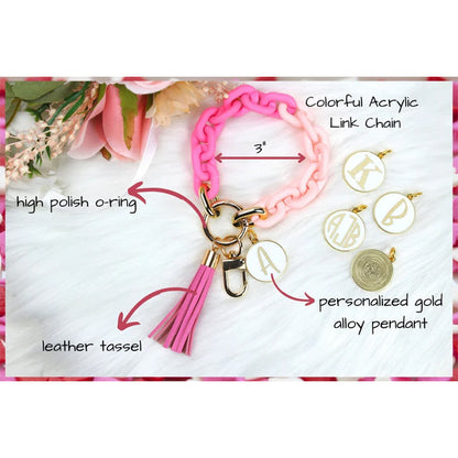 Personalized Chunky Chain Link Wristlet Keychain