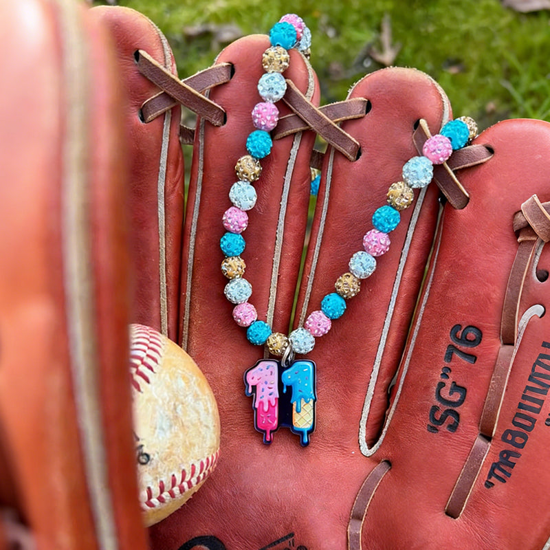 Custom Player Number Necklace| Youth Athlete Bling Drip