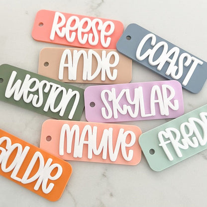 Acrylic Bag Tag Keychain 3D Backpack Tags Kids Tags Keychain Acrylic Name Tag