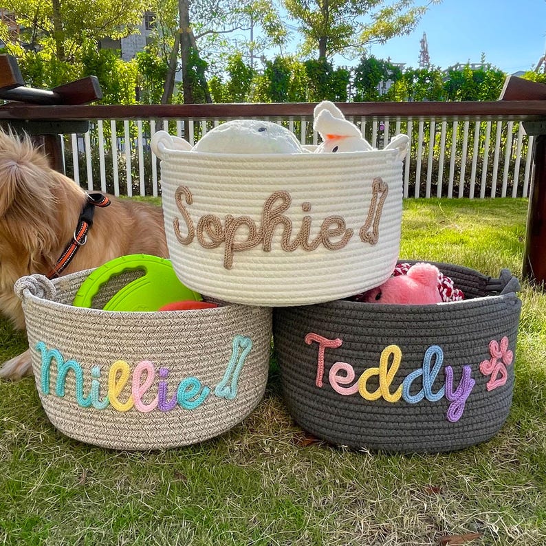 Personalized Basket | Pet Toy Box | Dog Toy Basket