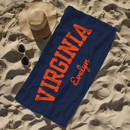 Custom College Beach Towel Graduation Gift Personalized Beach Towel School Spirit
