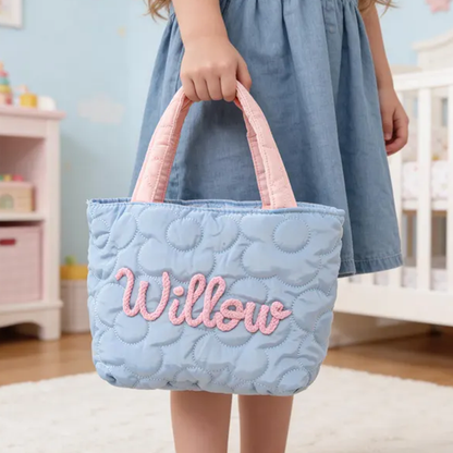 Personalized Quilted Nylon Tote Handbag,Kids Name bag,Custom Children's Gift