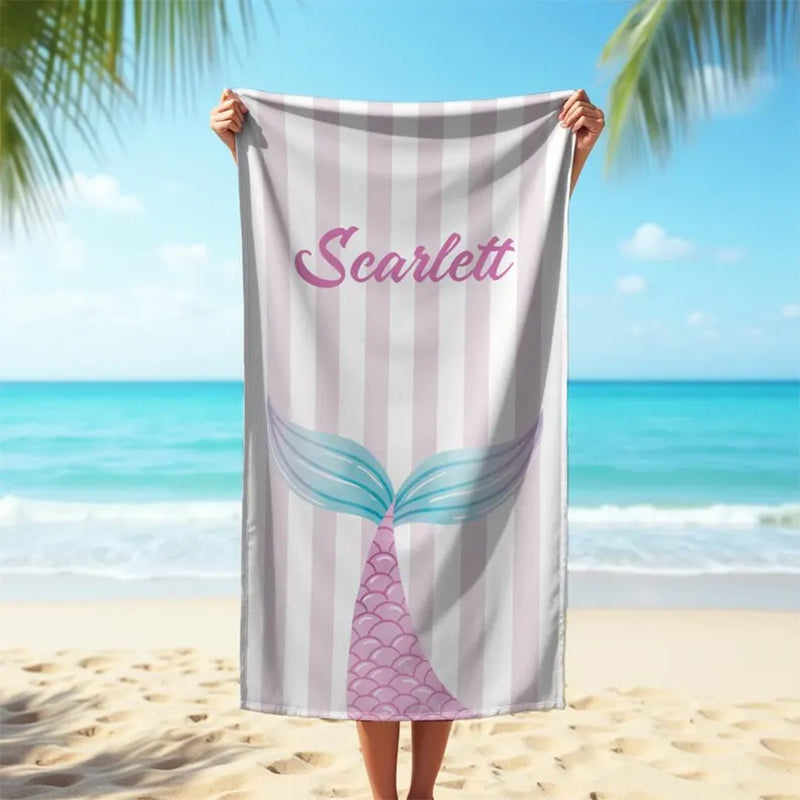 Custom Mermaid Beach Towel, Mermaid Party Gift