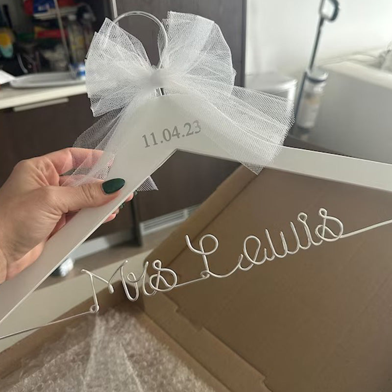 Wedding hanger with date name Bride hanger