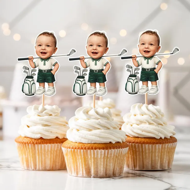 Custom Golfer Cupcake Topper Photo