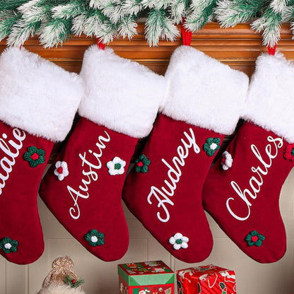 Custom Plush Family Holiday Decor, 2025 Red Plush Christmas Stocking