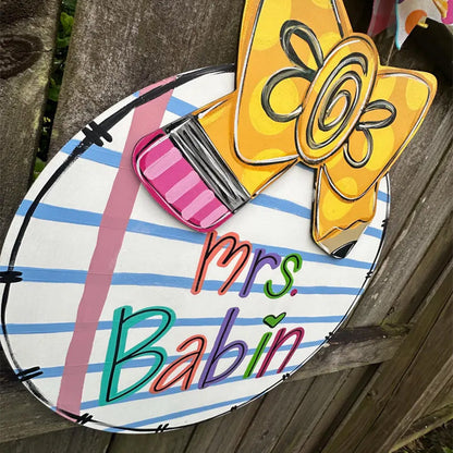 Teacher Door Hanger  Pencil Bow | New Teacher Door Hanger
