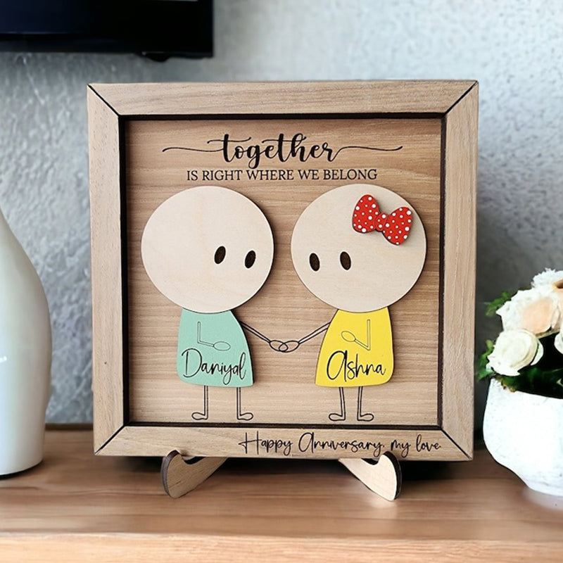 Anniversary Couple Gift, Personalized Couple Wooden Sign