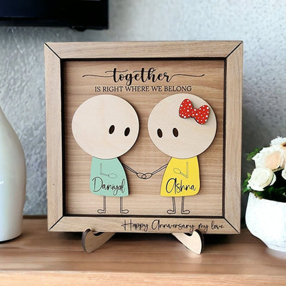 Anniversary Couple Gift, Personalized Couple Wooden Sign