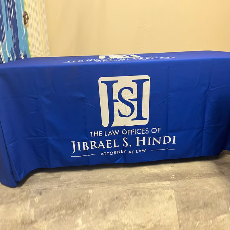 Custom Printed Table Cloth Stretch and Fitted Cloths, 4ft table 6ft table and 8 ft table