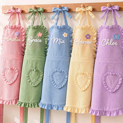 Personalized Kids & Adult Apron Set, Cute Custom Ruffle Aprons for Baking Together