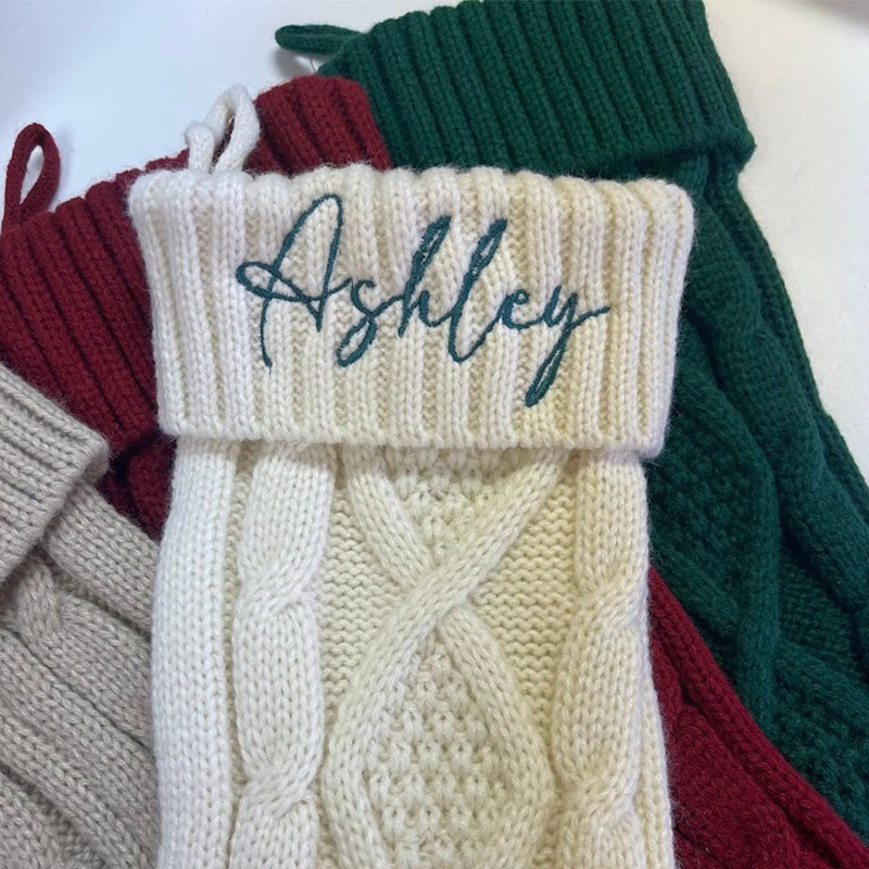 Custom Christmas Stocking with Name, Embroidered Knit Stocking, Monogram Christmas Stocking, Personalized Family Stocking, Holiday Decor