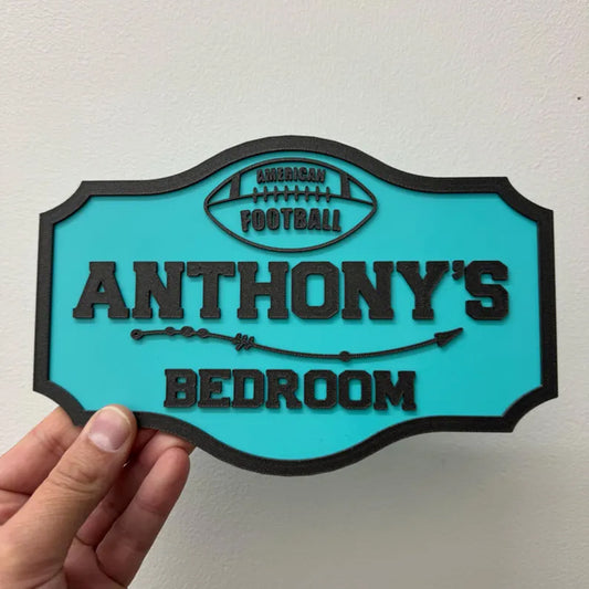 Personalised 3d door sign for a kid's room, dual-colour bedroom door plaque