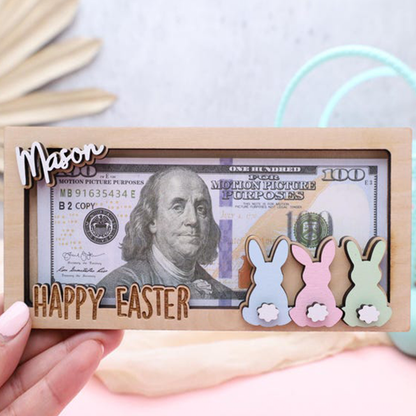 Bunny Easter Money Holder: Wooden Easter Basket Stuffer
