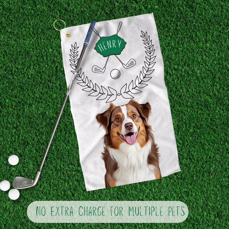 Custom Pet Photo Golf Towel Personalized Dog Golf Towel Cat Golf Towels