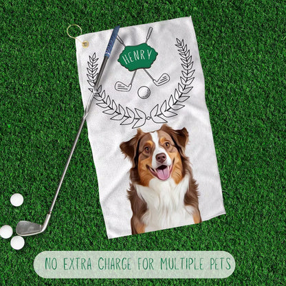 Custom Pet Photo Golf Towel Personalized Dog Golf Towel Cat Golf Towels