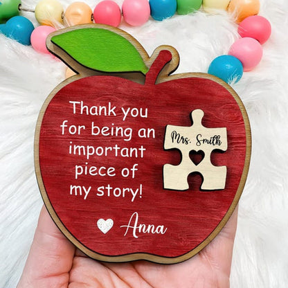Personalized Teacher Wooden Puzzle Sign – Custom Apple Name Gift