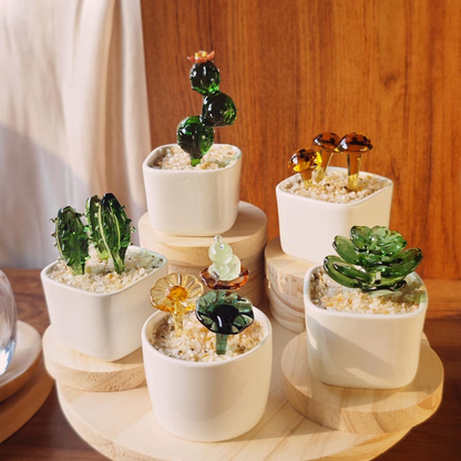 Stained Glass Succulent Cactus, Custom Potted Plant Figurine, Teacher Appreciation Gift