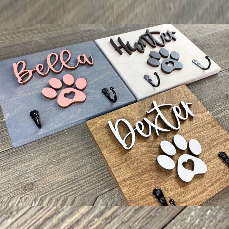 Personalized Dog Paw Print Leash Holder