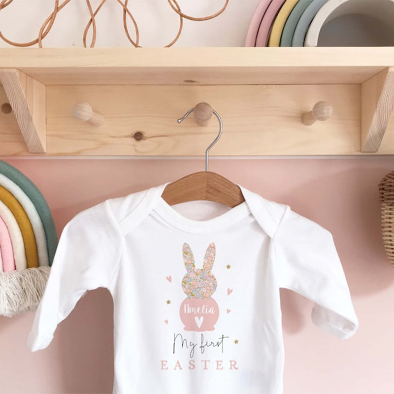 Personalized First Easter Sleepsuit: Bunny Baby Grow
