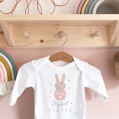 Personalized First Easter Sleepsuit: Bunny Baby Grow
