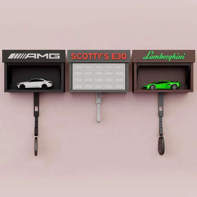 Mini Garage Key Holder: Toy Car Display with Hidden Compartment