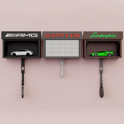 Mini Garage Key Holder: Toy Car Display with Hidden Compartment