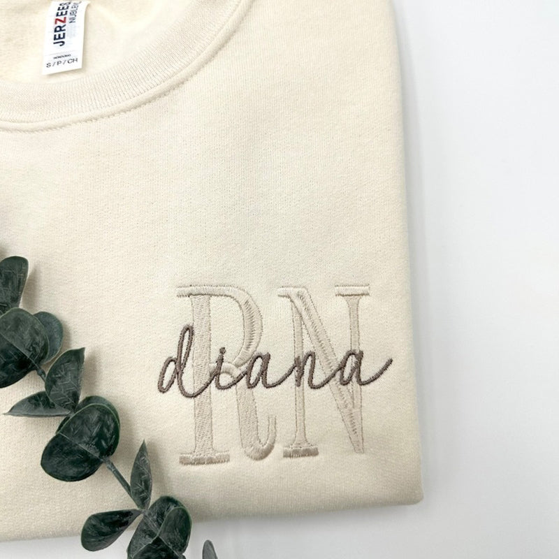 EMBROIDERED NURSE Athletic Block Gemma Sweatshirt Hoodie