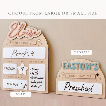 Personalized First Day of School Sign Reusable First Day of Preschool Sign