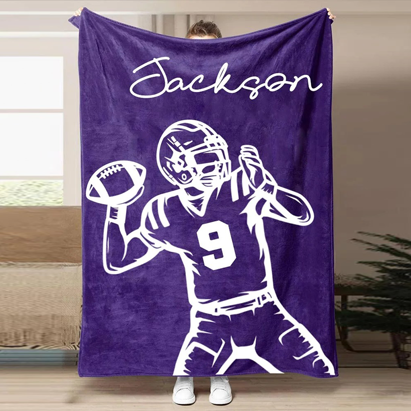 Football Customized Name and Number Blanket