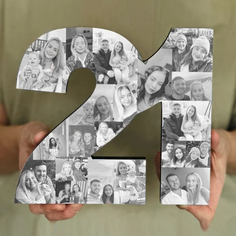 Freestanding Double Photo Number, Photo Collage, Birthday Gift, Photo Gift, Photo letter, Personalised gift