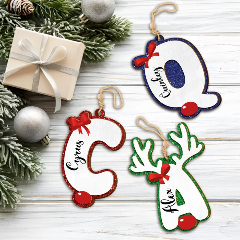 Personalized Christmas Letter Ornament 2025 Custom Family Initial Reindeer Decoration