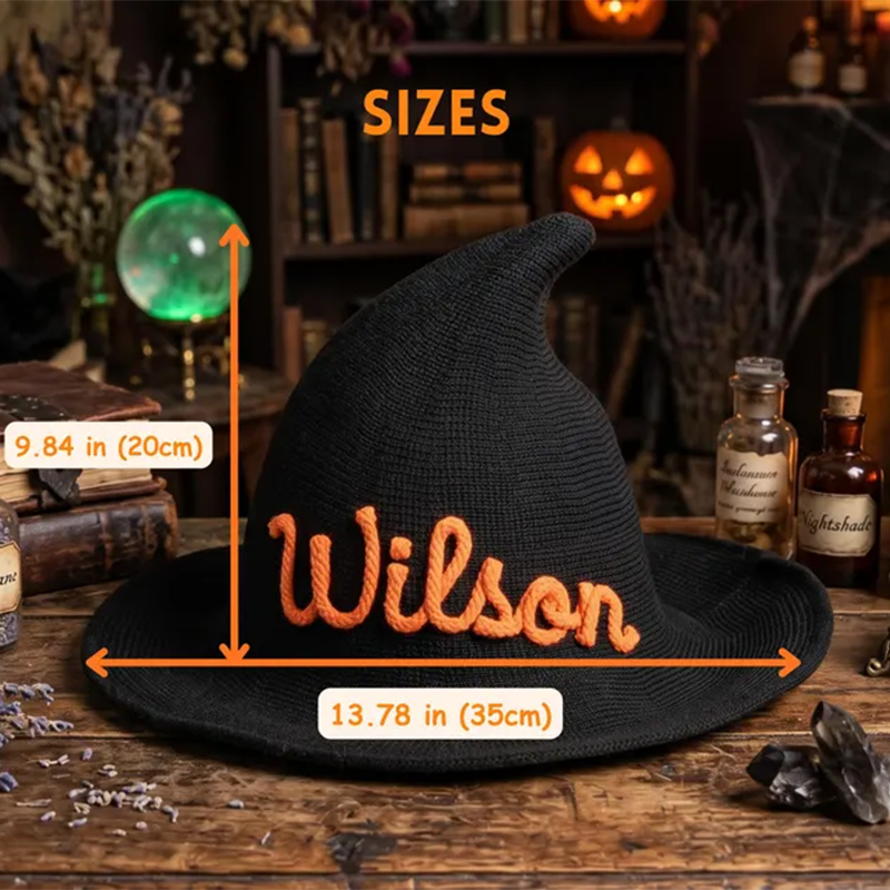 Custom Name Halloween Witch Hat, Personalized Kids Witch Hat