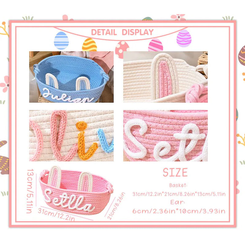 Personalized Easter Basket for Kids, Name Easter Bunny Basket