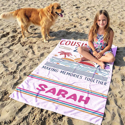 Custom Cousin Crew Beach Towel, Matching Cousin Trip Gift, Family Reunion Gift