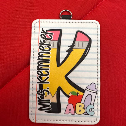 Custom Teacher ID Badge Holder, Personalized Badge Holder