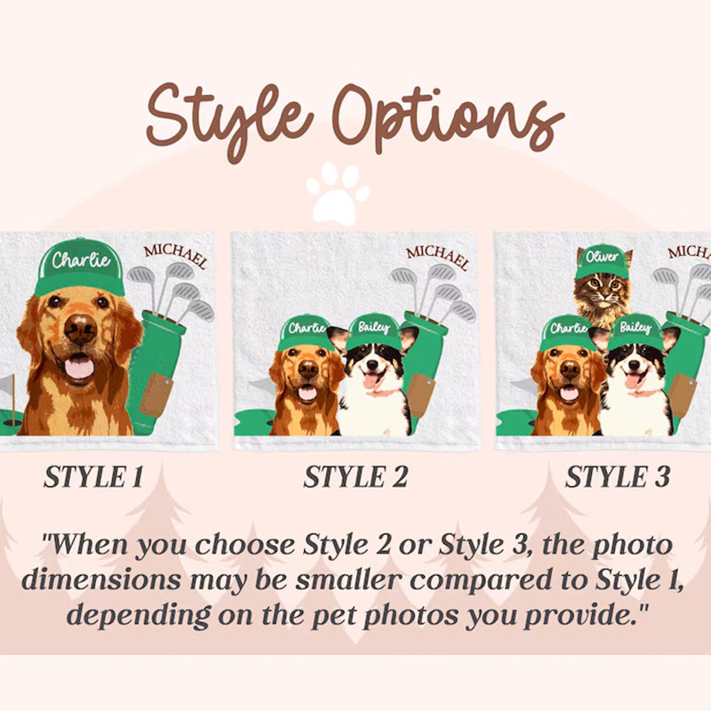 Custom Pet Golf Towel with Pet Photo, Personalized Dog Towels