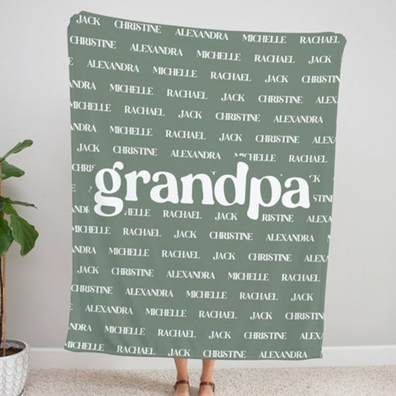 Grandma & Grandpa Blanket, Custom Name Blanket, Fleece