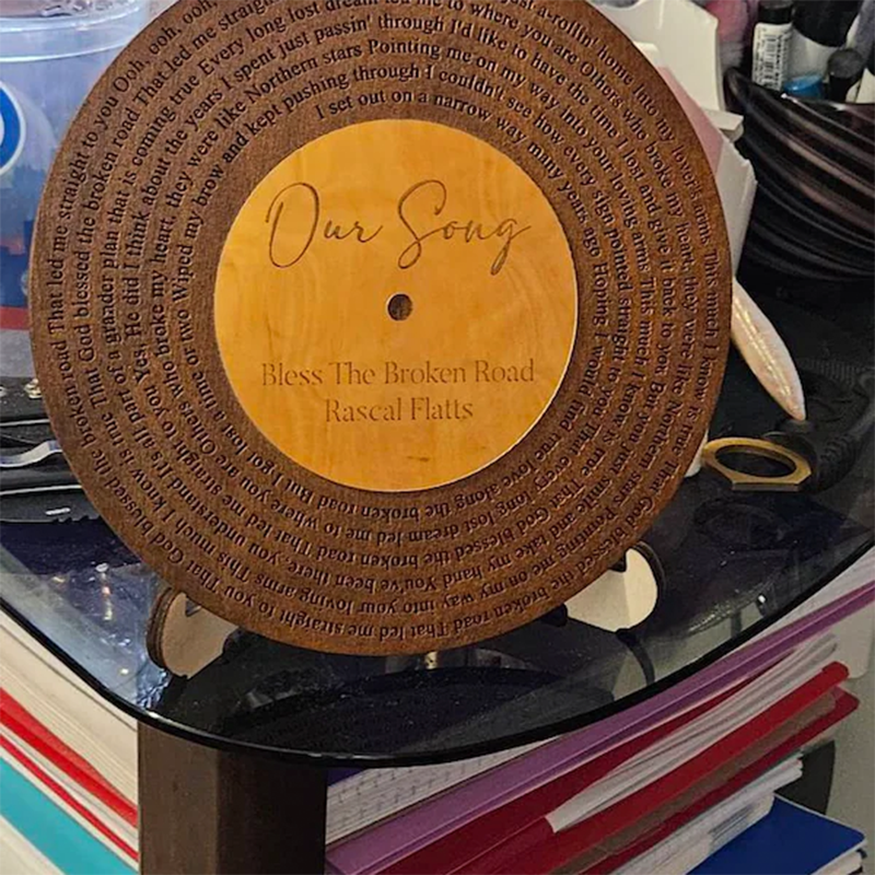 Custom Wooden Vinyl Decor, Personalized Wedding Song Lyrics Engraved,