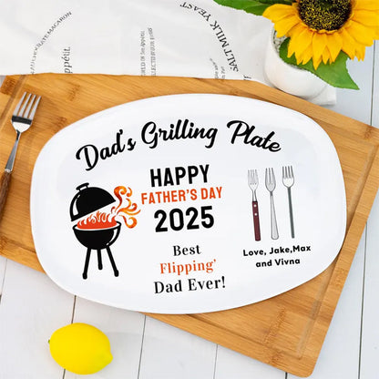 Personalized Grilling Plate for Daddy, Fathers Day Gift from Kids