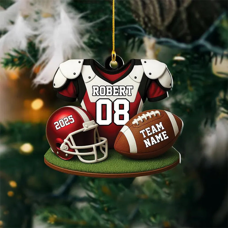 American Football Christmas Ornament, Custom Football Player Uniform Acrylic Ornament