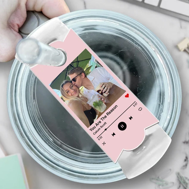 Custom Photo Tumbler Name Plate, Personalized Music Stanley Name Tag with Photo