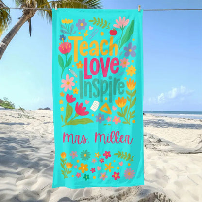 Personalized Teacher Beach Towel, Teacher Appreciation Gift