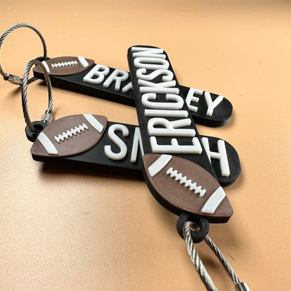 Personalized Football Keychains, Backpack Tags