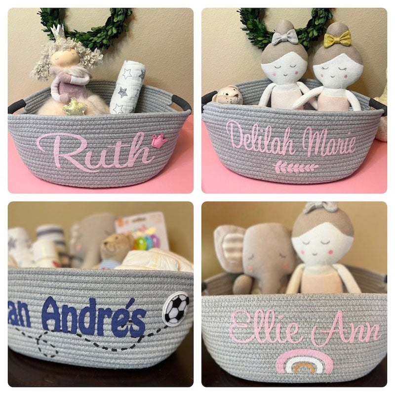 Baby Girl Gift Basket - Ivory Cream Baby Shower Personalized Gift Basket