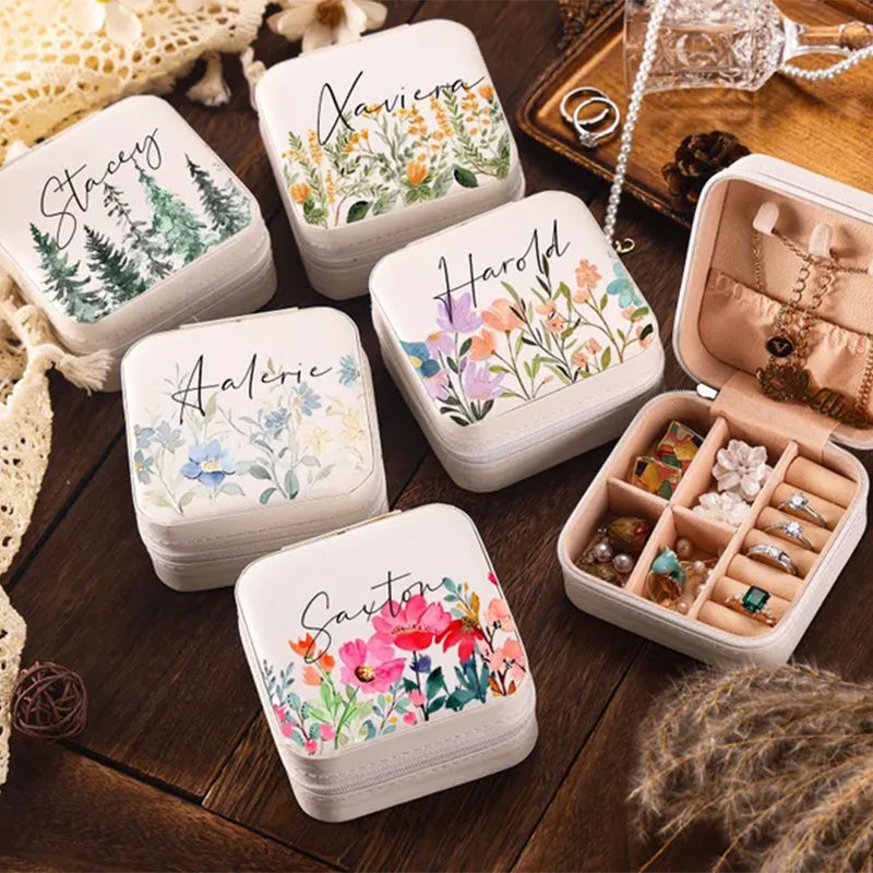 Travel Jewelry Box with Name,Birthday Christmas Gift for Women